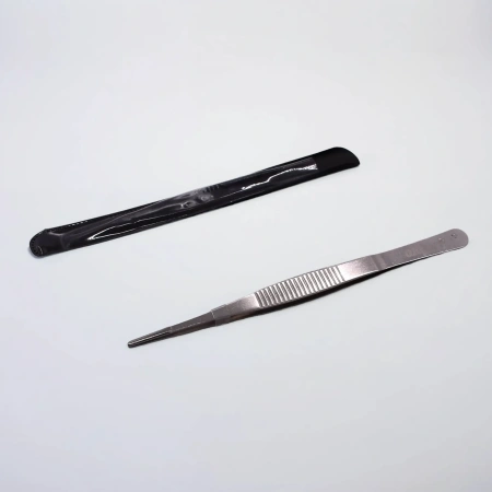 Пинцет прямой, металлический, 160 мм